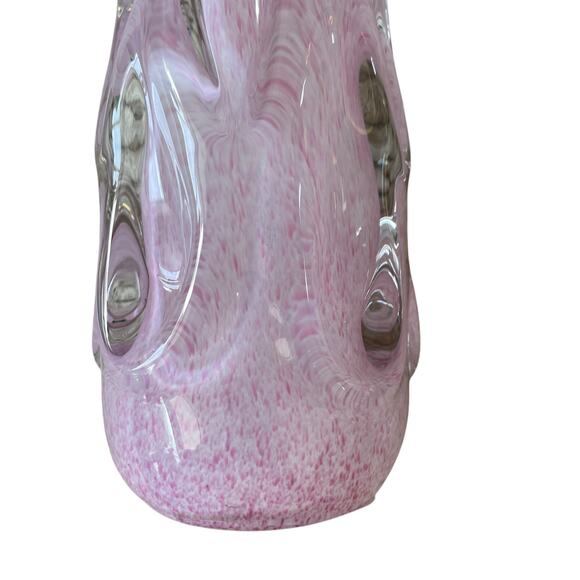 Hand Blown Solid Art Glass CHRISTMAS TREE 11in Pastel Pink & White Swirl New - Picture 9 of 11